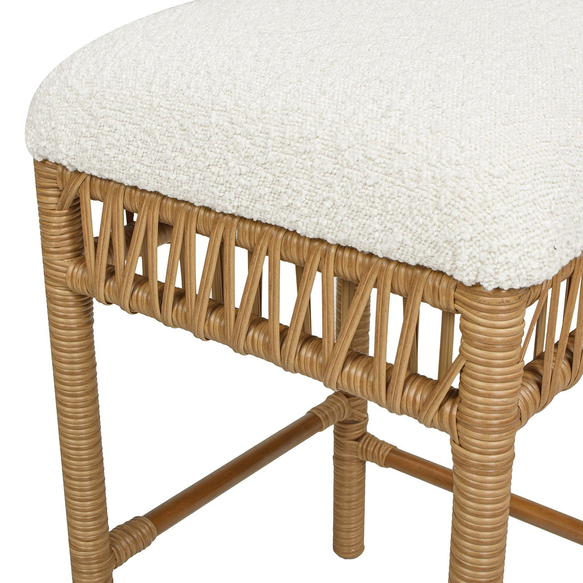Lucia 25.5" Backless Upholstered Counter Stool with Resin Rattan Frame