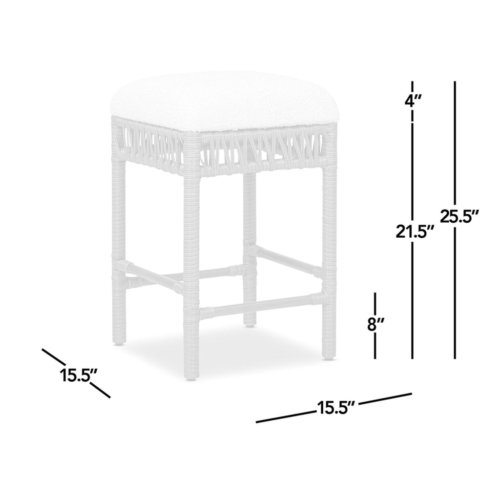 Lucia 25.5" Backless Upholstered Counter Stool with Resin Rattan Frame