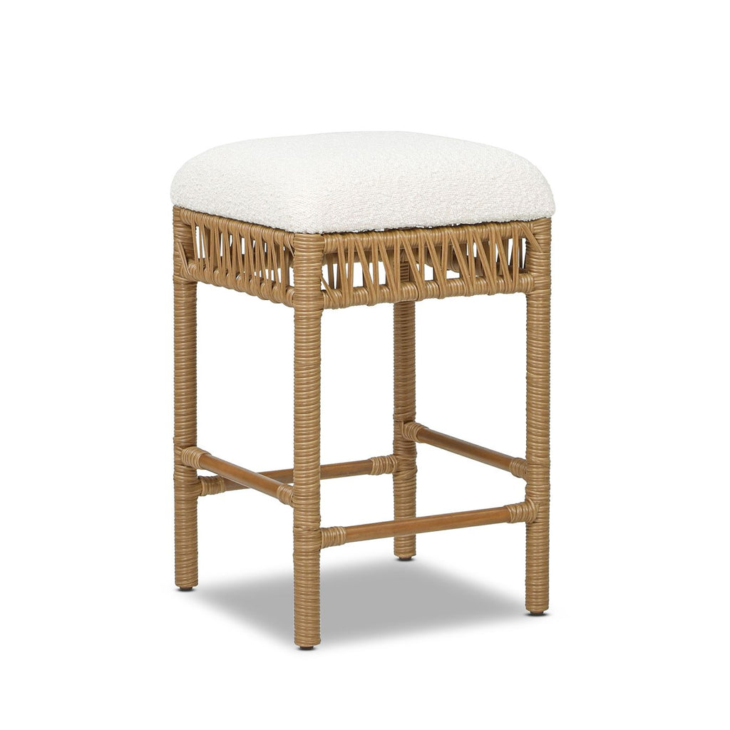 Lucia 25.5" Backless Upholstered Counter Stool with Resin Rattan Frame