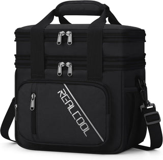 Double Deck Insulated Lunch Bag - Leakproof Cooler with Adjustable Strap