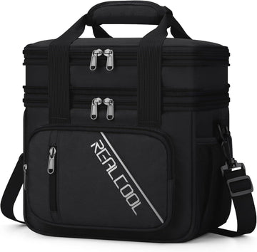 Double Deck Insulated Lunch Bag - Leakproof Cooler with Adjustable Strap