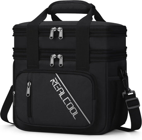 Double Deck Insulated Lunch Bag - Leakproof Cooler with Adjustable Strap