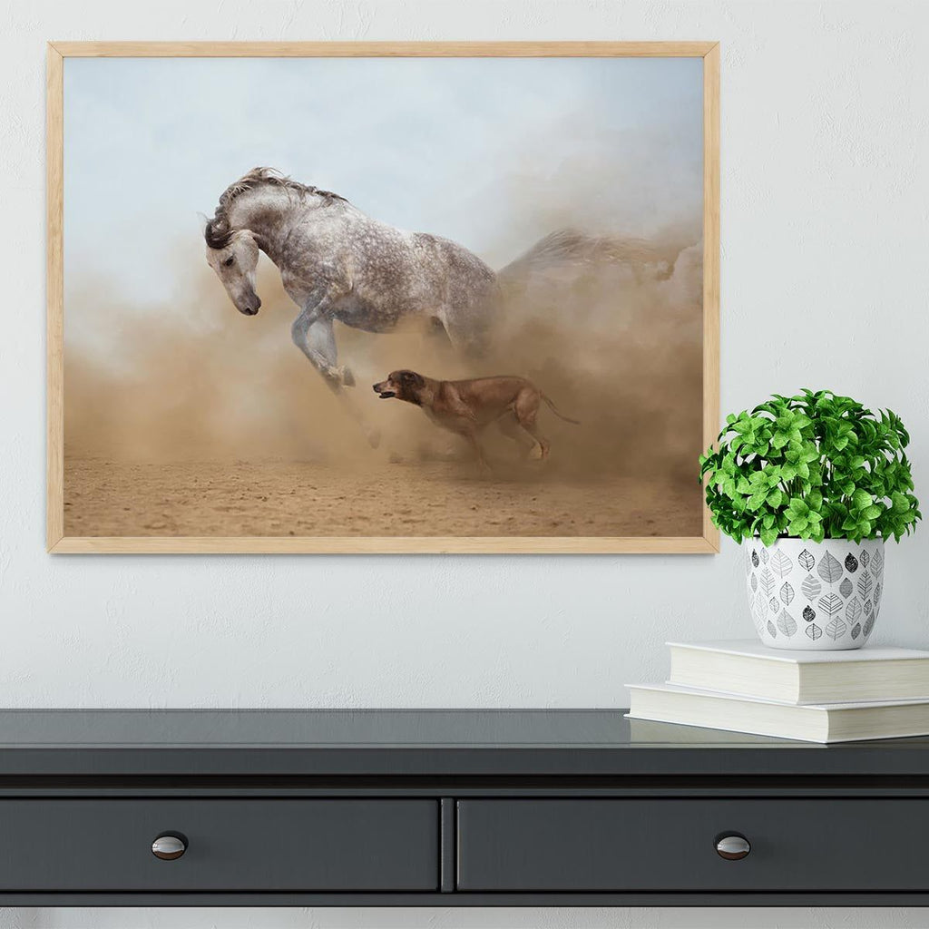 Lusitanian Horse and Rhodesian Ridgeback Framed Print