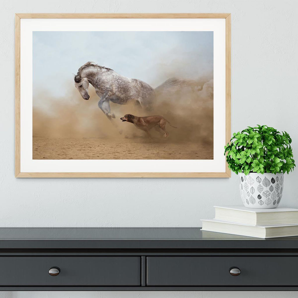 Lusitanian Horse and Rhodesian Ridgeback Framed Print