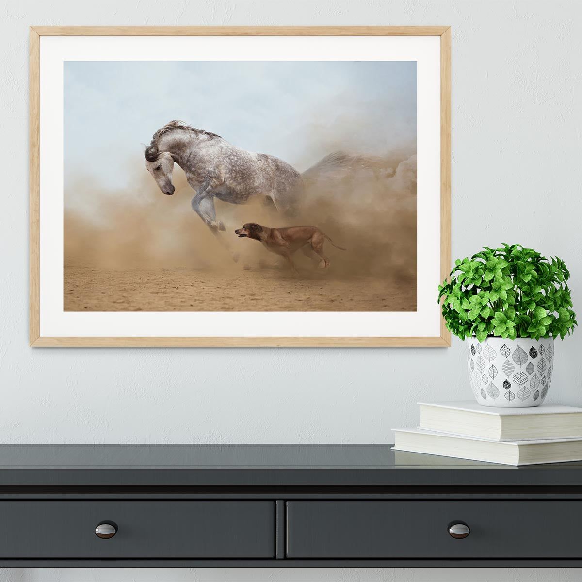 Lusitanian Horse and Rhodesian Ridgeback Framed Print