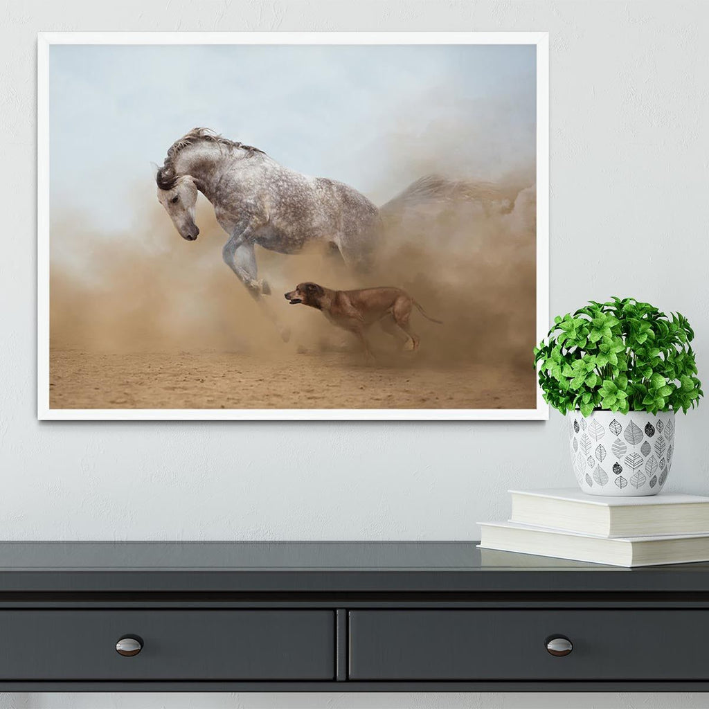 Lusitanian Horse and Rhodesian Ridgeback Framed Print