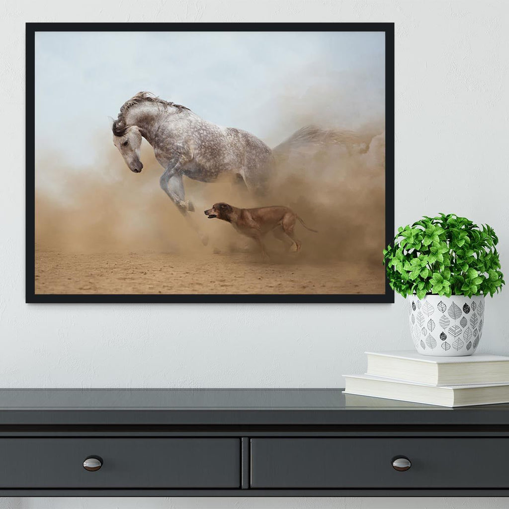 Lusitanian Horse and Rhodesian Ridgeback Framed Print