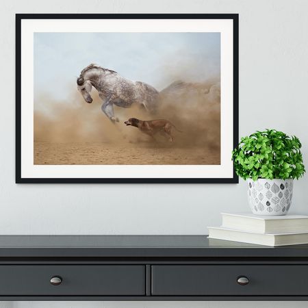 Lusitanian Horse and Rhodesian Ridgeback Framed Print