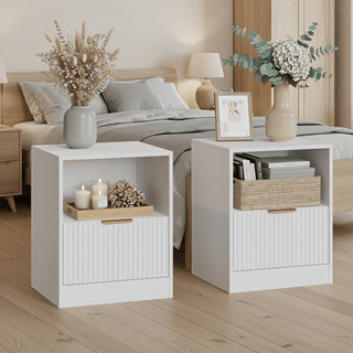 Modern White Bedside Cabinet with Gold Handles