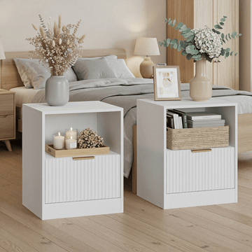 Modern White Bedside Cabinet with Gold Handles