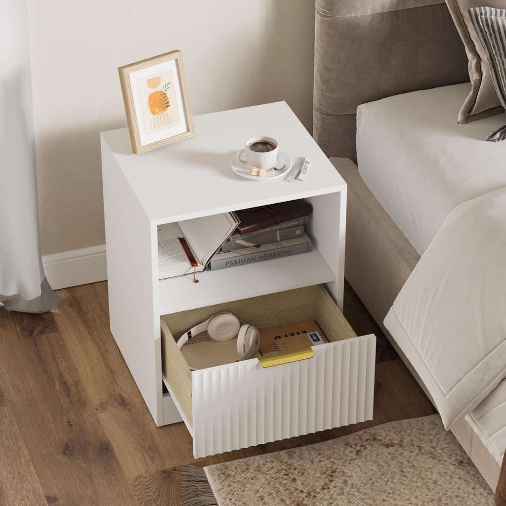 Modern White Bedside Cabinet with Gold Handles