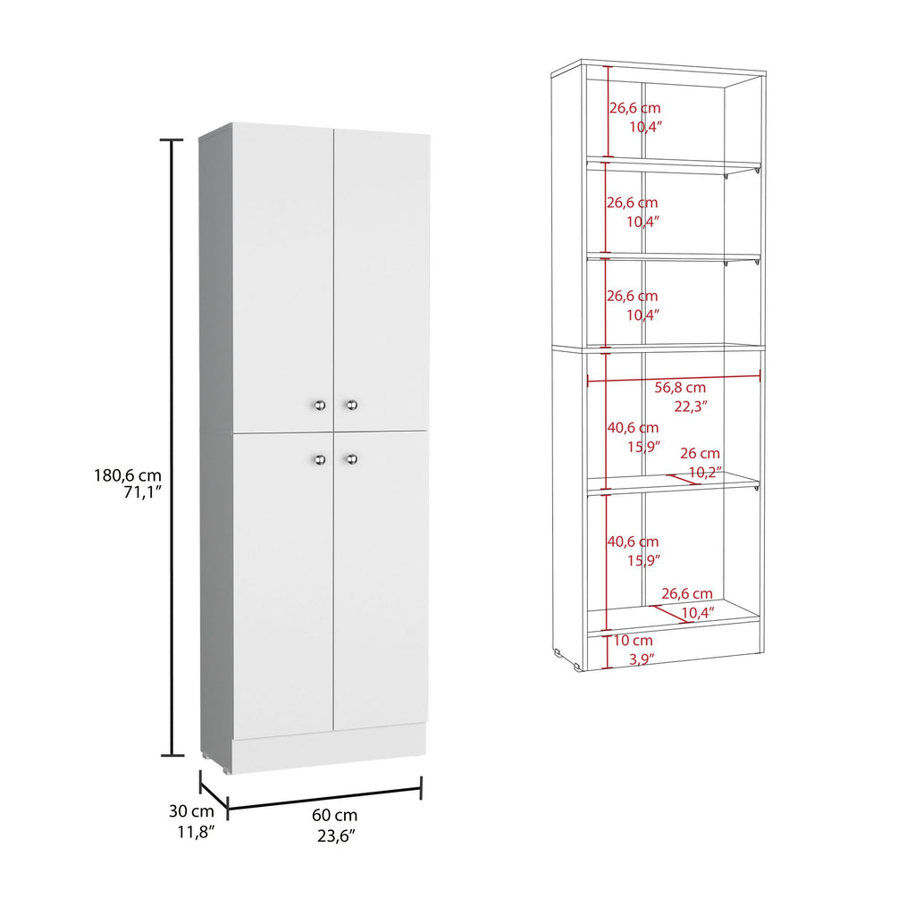 Lynch 71- Kitchen Pantry Cabinet with Adjustable Shelves and 4 Doors