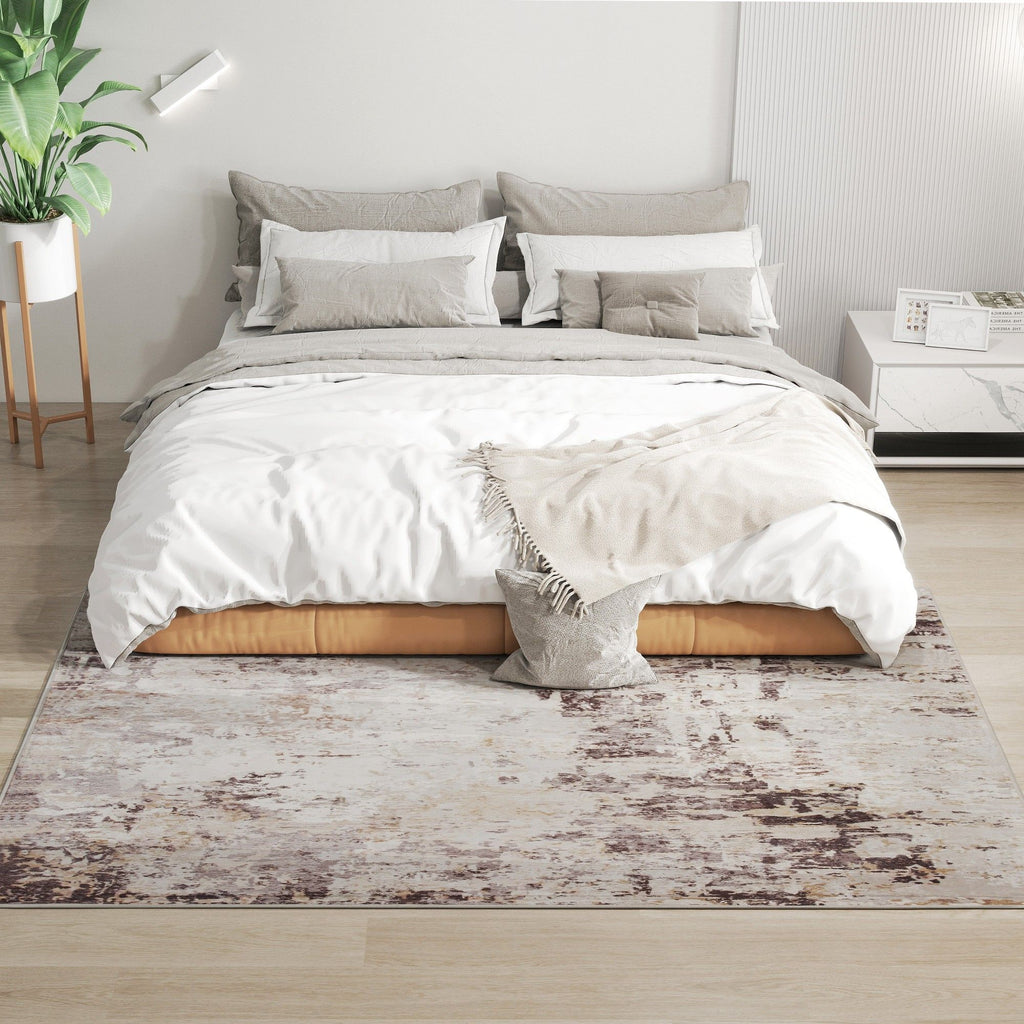 Modern Abstract Area Rug - Non-Slip, Washable Chenille Carpet for Living Room