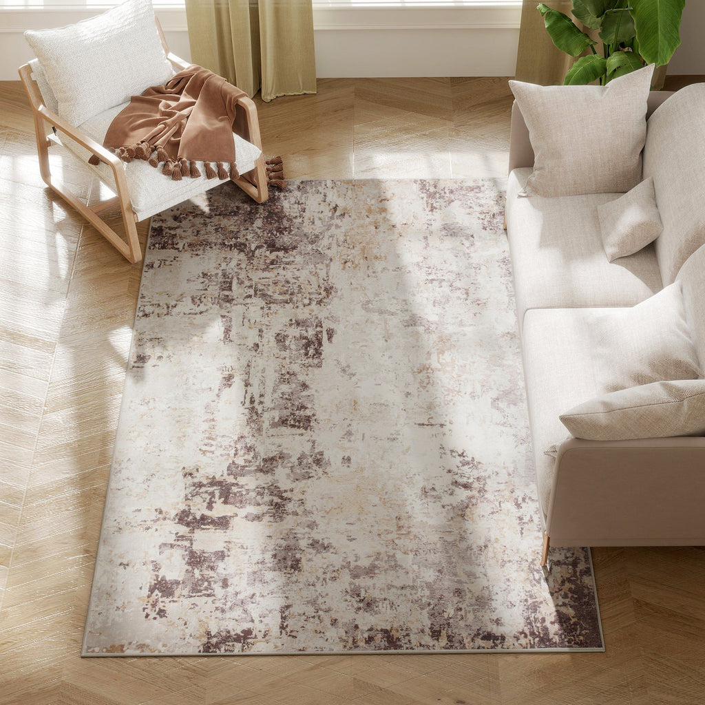 Modern Abstract Area Rug - Non-Slip, Washable Chenille Carpet for Living Room
