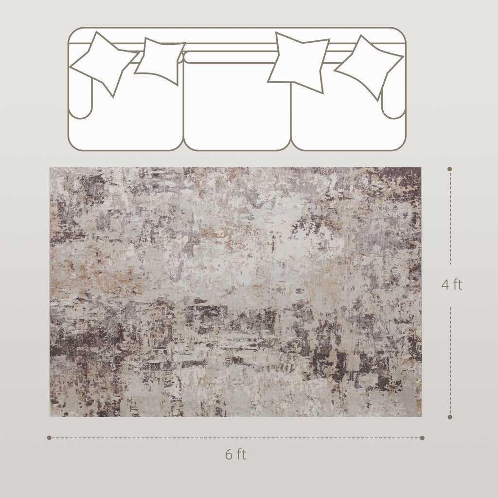 Modern Abstract Area Rug - Non-Slip, Washable Chenille Carpet for Living Room