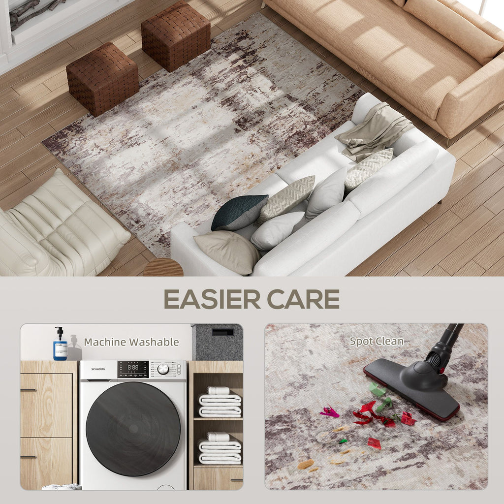 Modern Abstract Area Rug - Non-Slip, Washable Chenille Carpet for Living Room