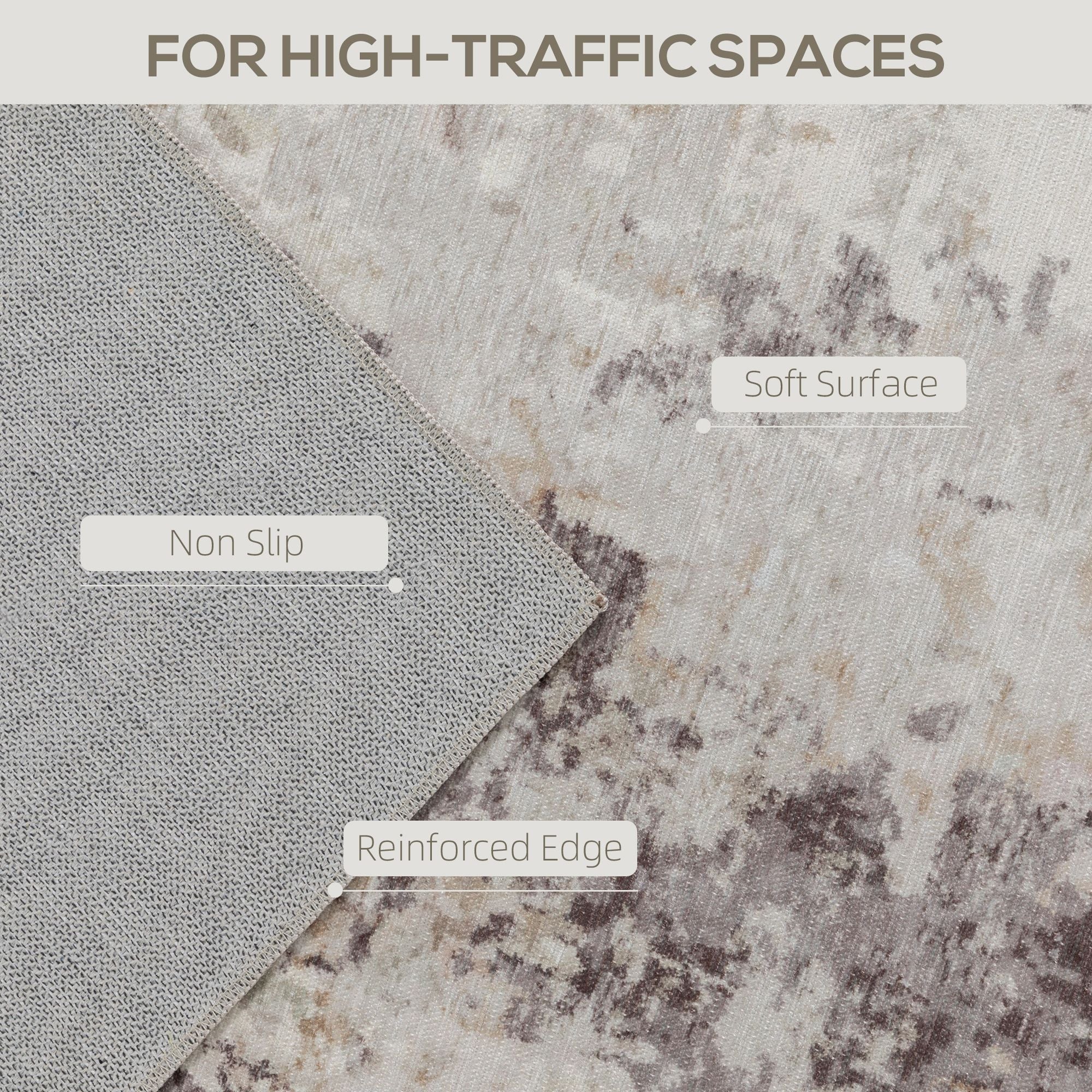 Modern Abstract Area Rug - Non-Slip, Washable Chenille Carpet for Living Room
