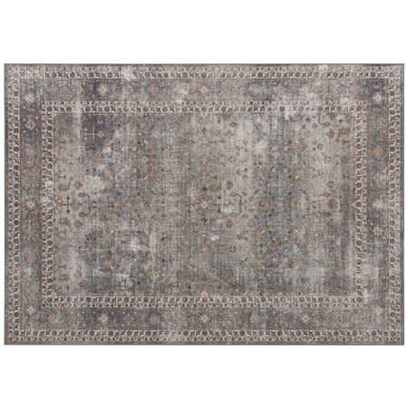 Dark Mixed-Brown Traditional Washable Area Rug