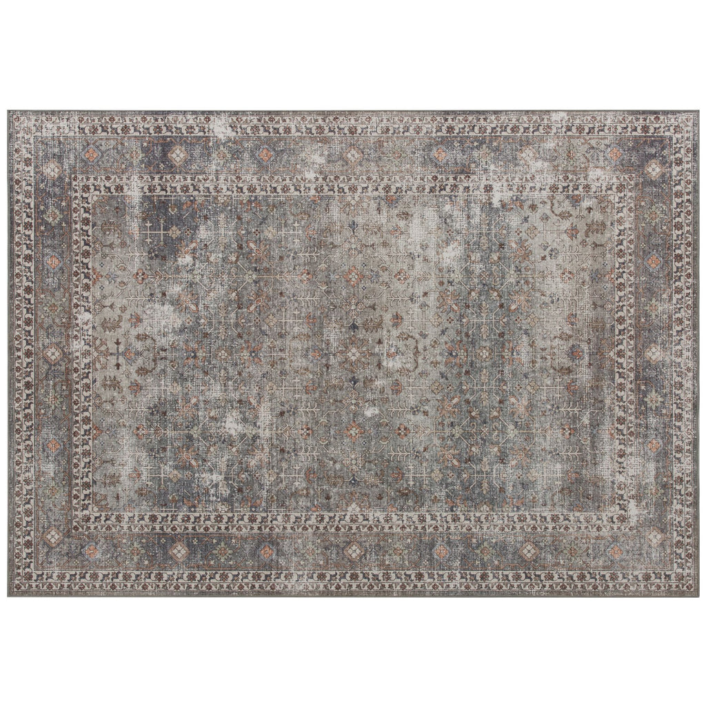 Dark Mixed-Brown Traditional Washable Area Rug