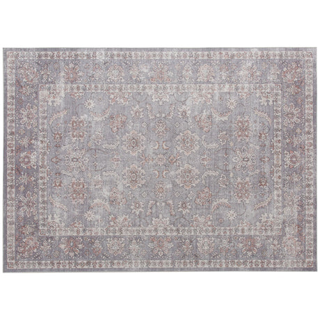 Elegant Distressed Floral Area Rug, Machine Washable & Soft Chenille