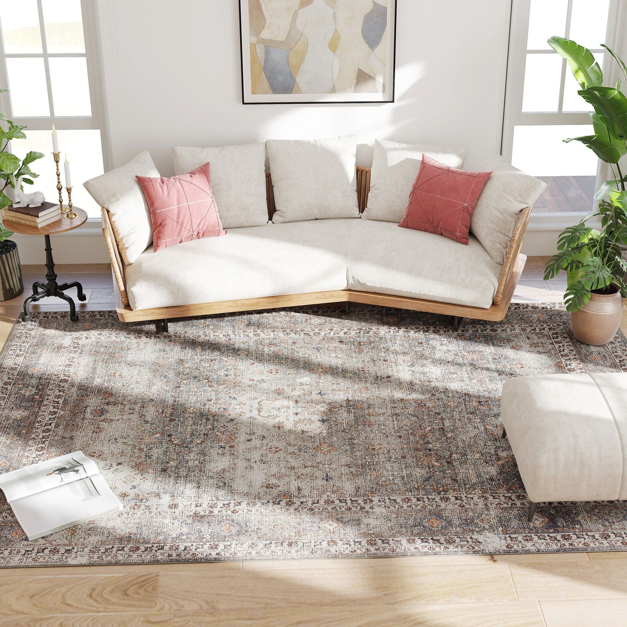 Machine Washable Traditional Chenille Area Rug