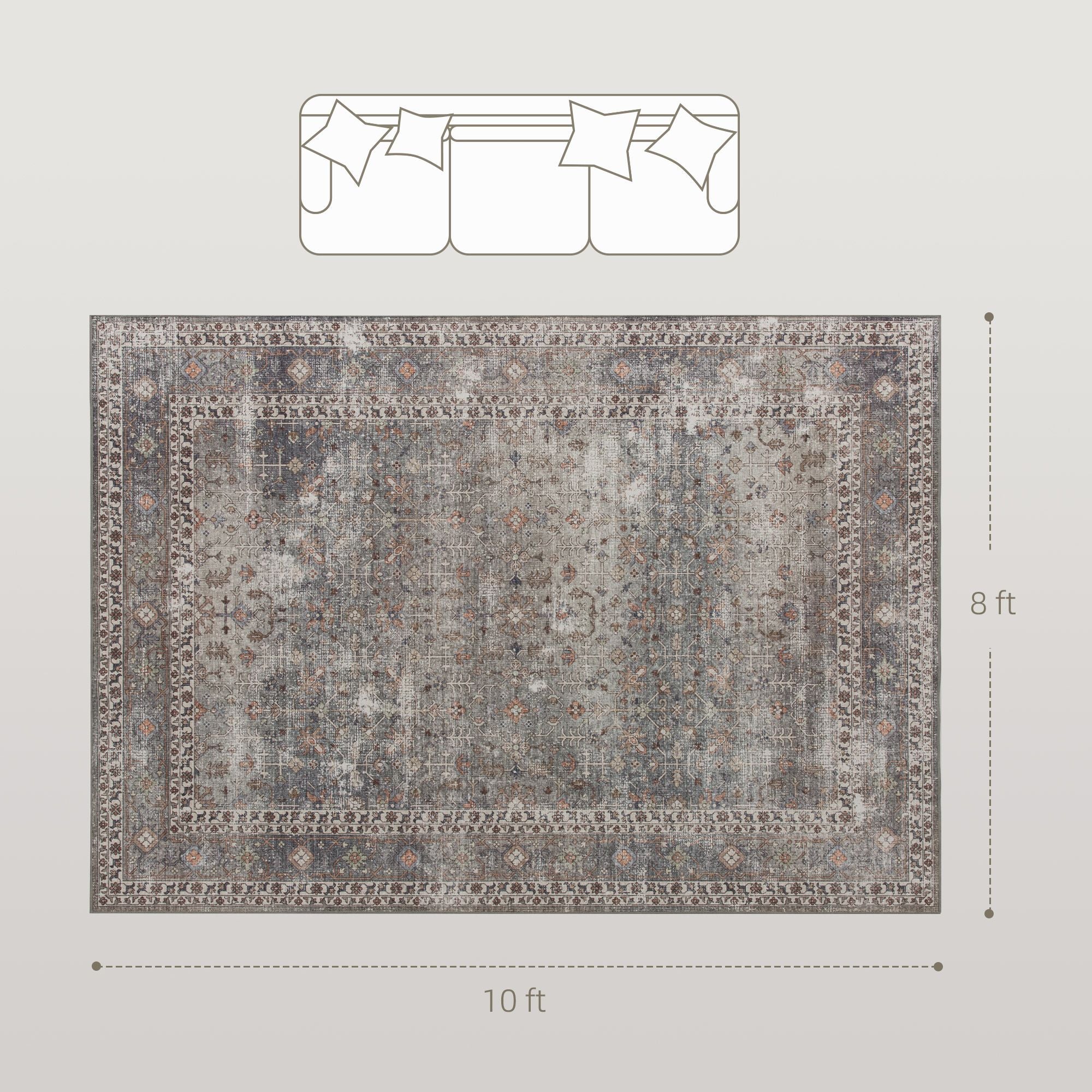 Machine Washable Traditional Chenille Area Rug