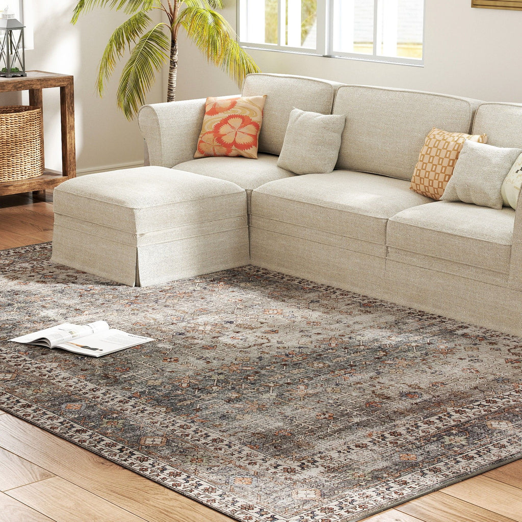 Machine Washable Traditional Chenille Area Rug