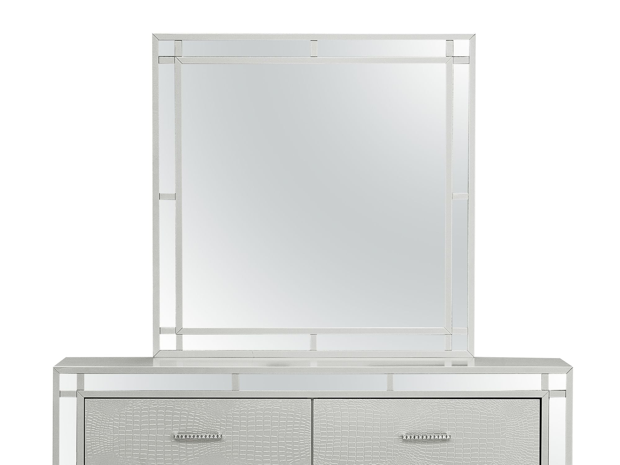 Elegant LED Accent Mirror with Silver Champagne Finish