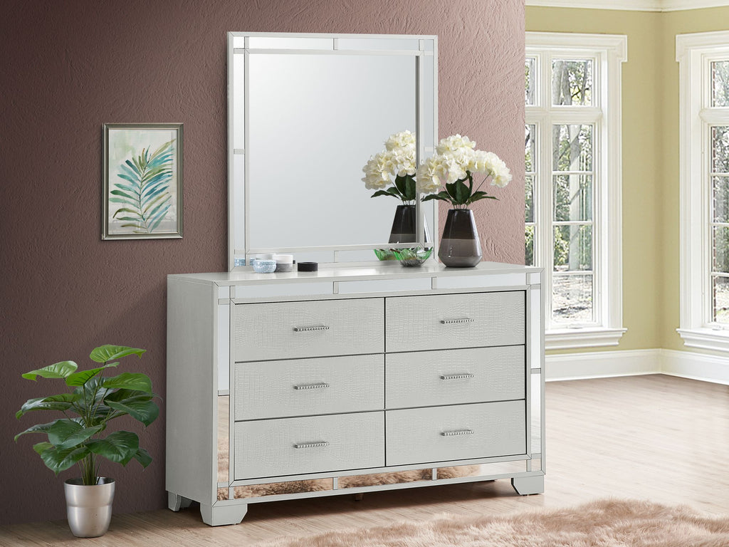 Elegant LED Accent Mirror with Silver Champagne Finish