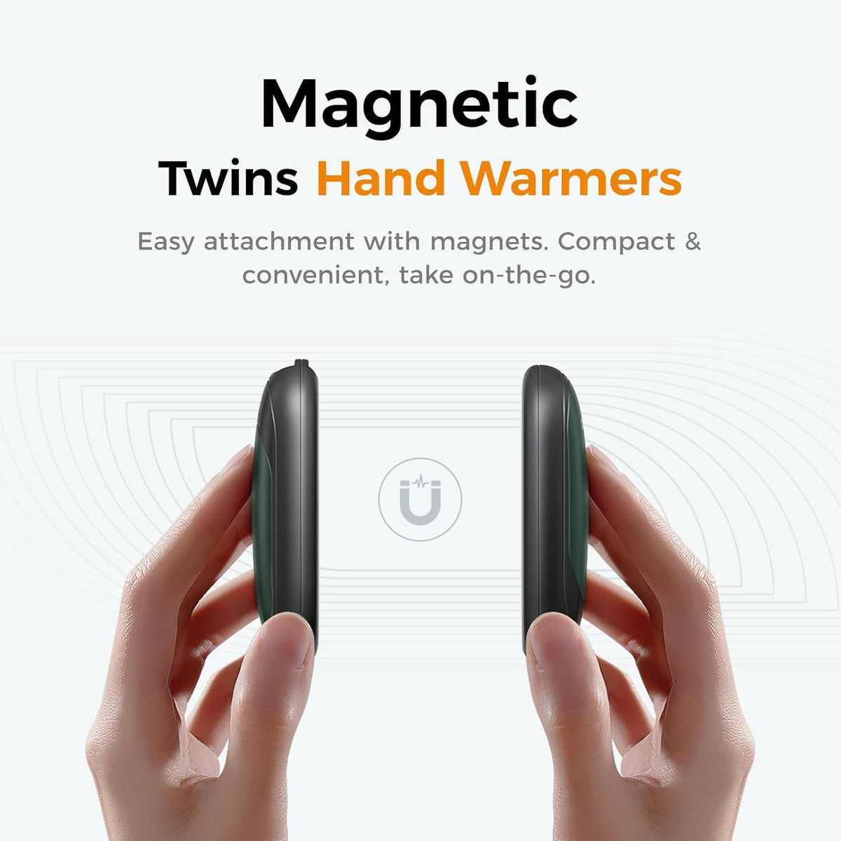 Magnetic Rechargeable Hand Warmer Pair with Three Heat Settings