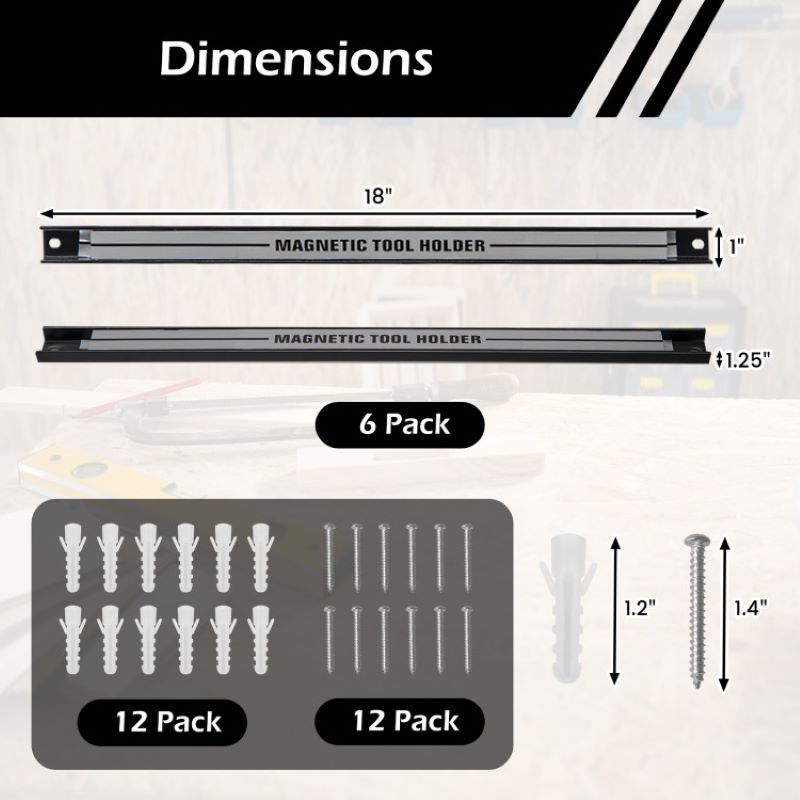 Magnetic Tool Holder Strips for Garage or Kitchen