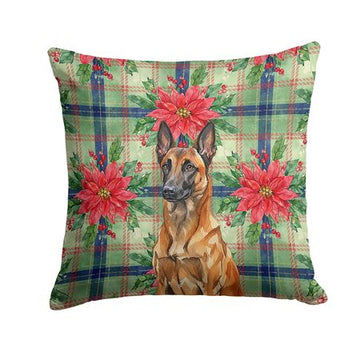 Belgian Malinois Poinsettia Christmas Throw Pillow