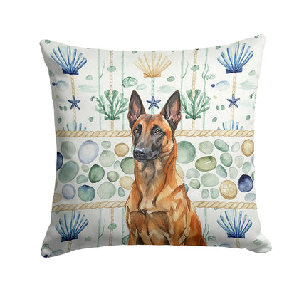 Mahogany Belgian Malinois Coastal Sea Glass Throw Pillow Decorative Indoor Outdoor Accent Cushion fo
