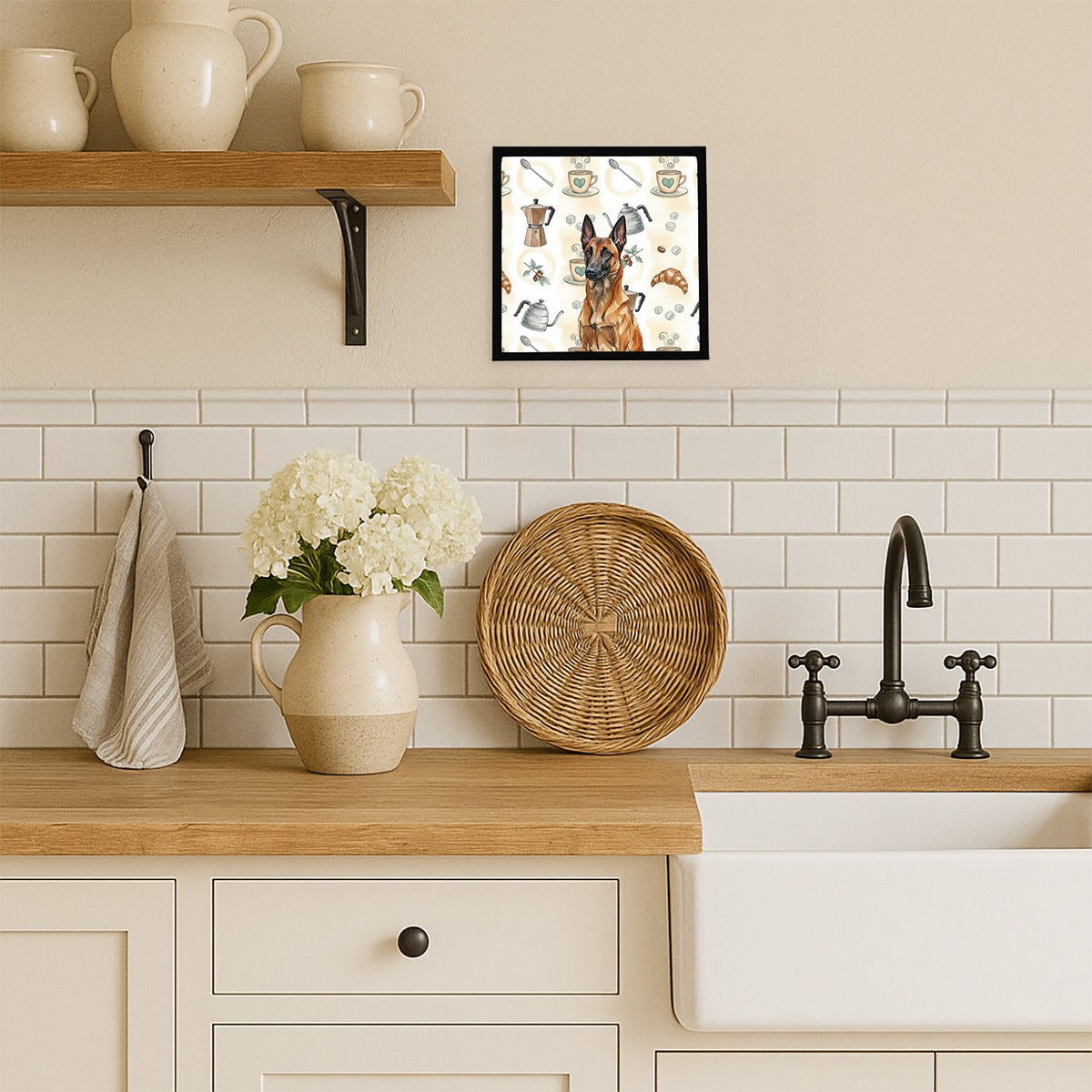 Belgian Malinois Coffee Bar Framed Wall Art