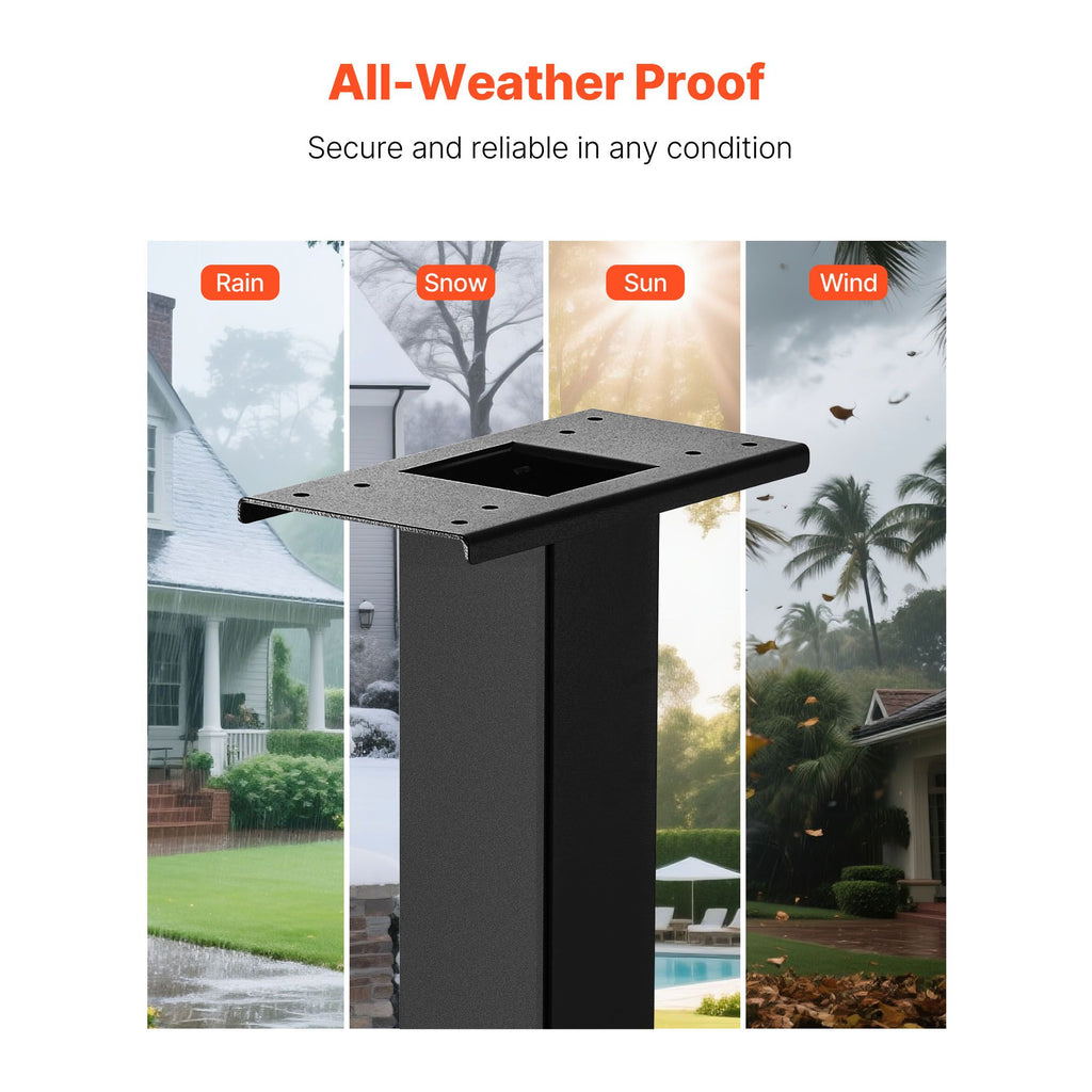 Black In-Ground Mailbox Post with Universal Mount