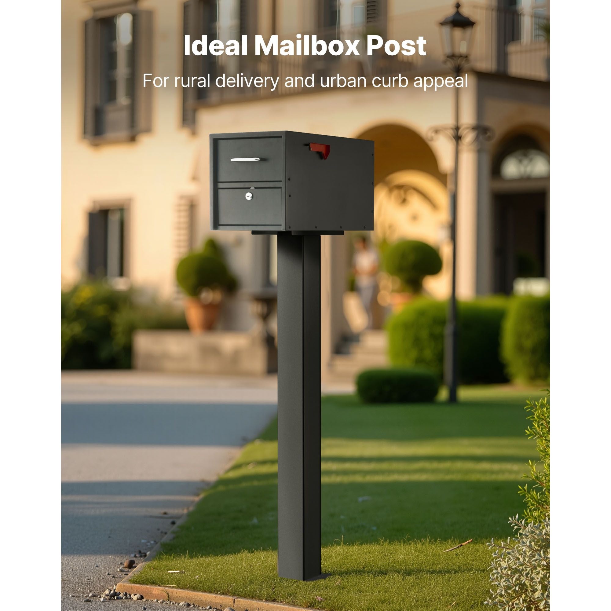 Black In-Ground Mailbox Post with Universal Mount