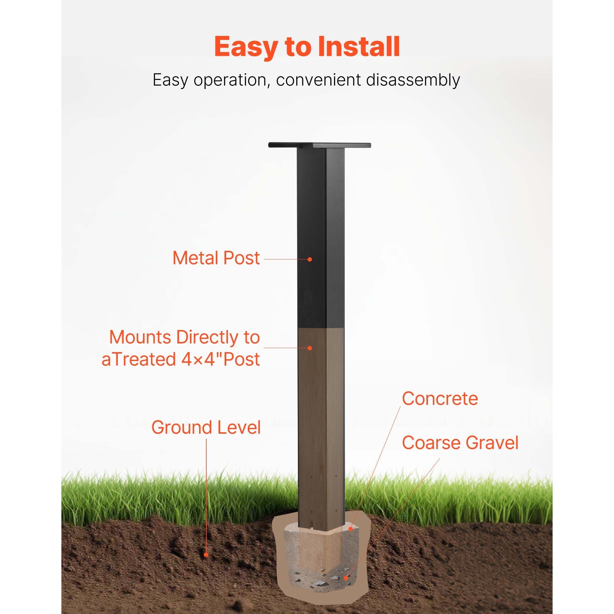 Black In-Ground Mailbox Post with Universal Mount