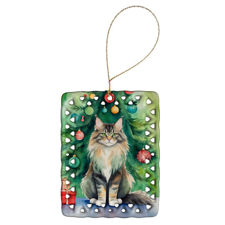 Maine Coon by the Christmas Tree Ornament
