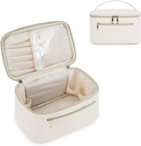 Travel Makeup Bag and Cosmetic Brush Organizer Case