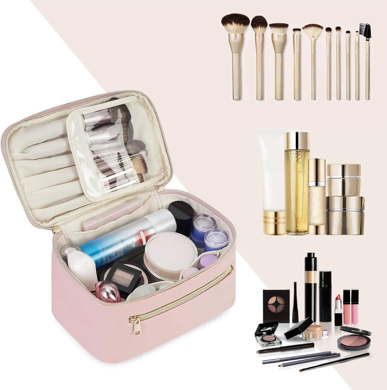 Travel Makeup Organizer Bag in Vegan Leather – Patent Pending Design