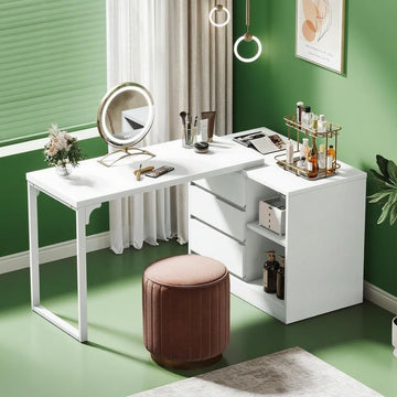 Elegant White Makeup Vanity with Ample Storage