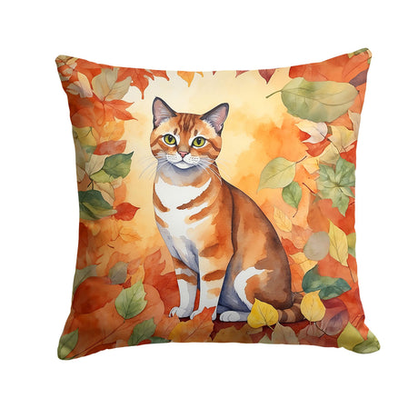Malayan Cat in Fall Leaves Decorative Pillow