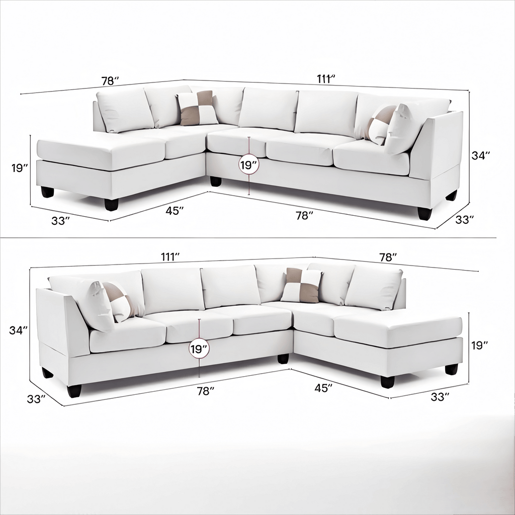 Malone G647B-SC Sectional in White with Removable Backs