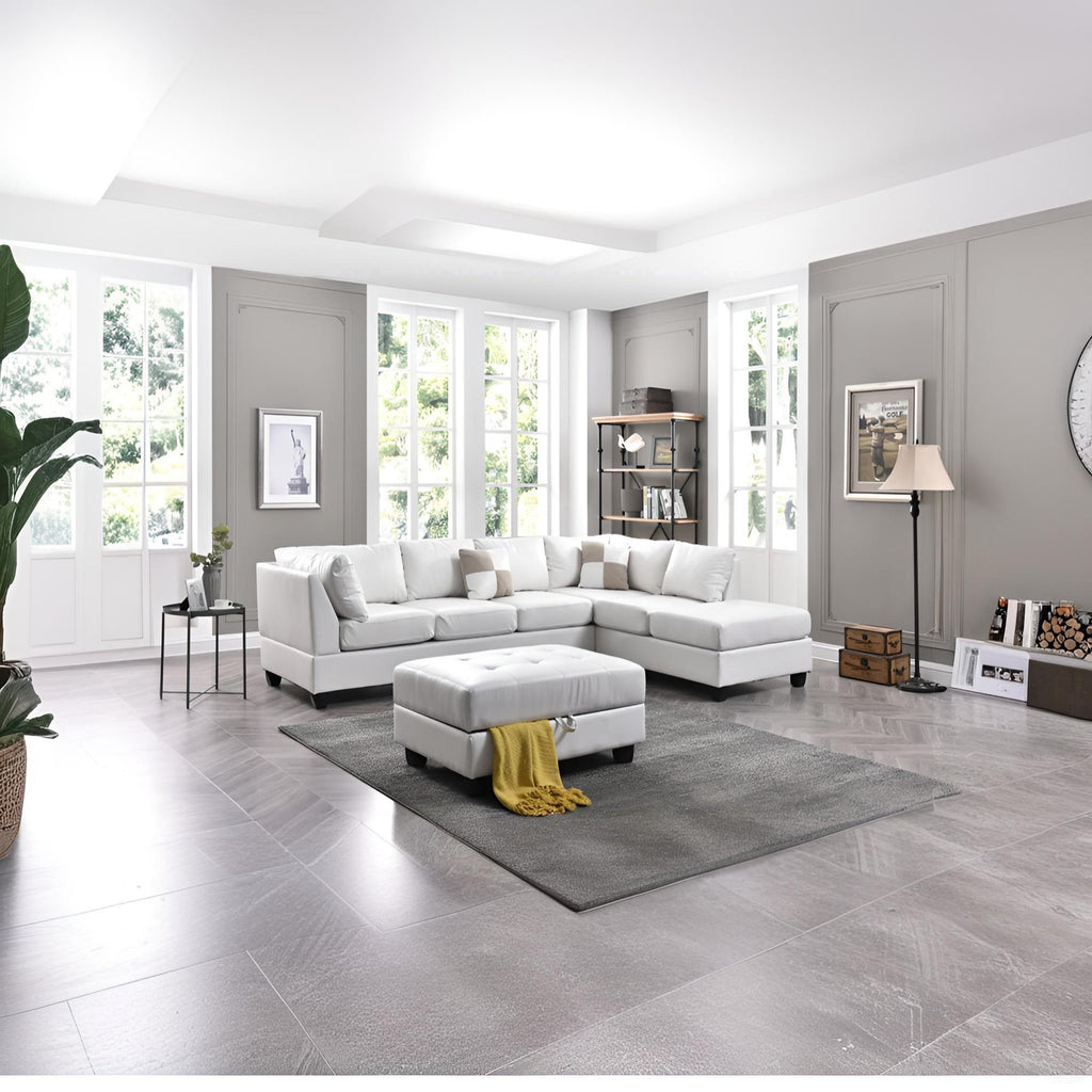 Malone G647B-SC Sectional in White with Removable Backs