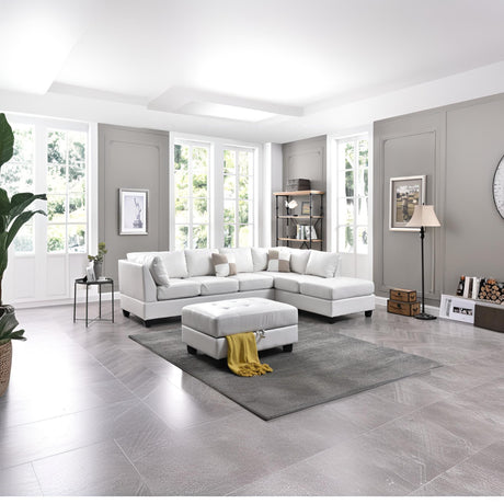 Malone G647B-SC Sectional in White with Removable Backs