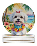 Maltese Luau Absorbent Coaster Set with Cork Backing