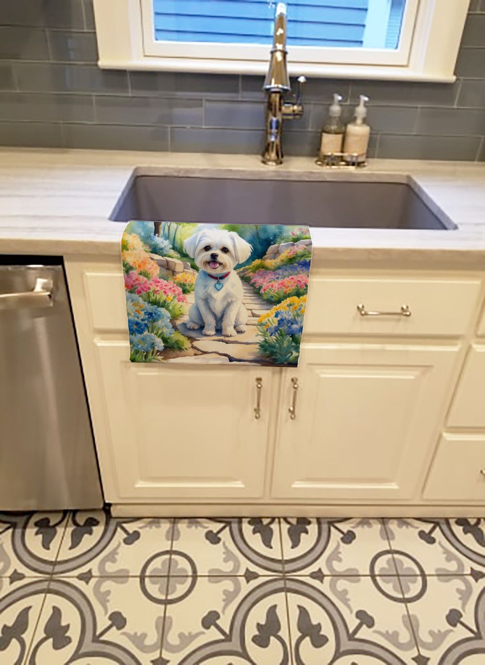 Maltese Spring Path Two-Sided Kitchen Towel