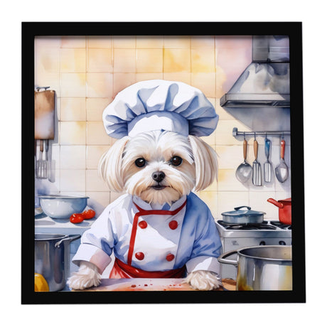 Maltese The Chef Framed Metal Print - Modern Wall Art