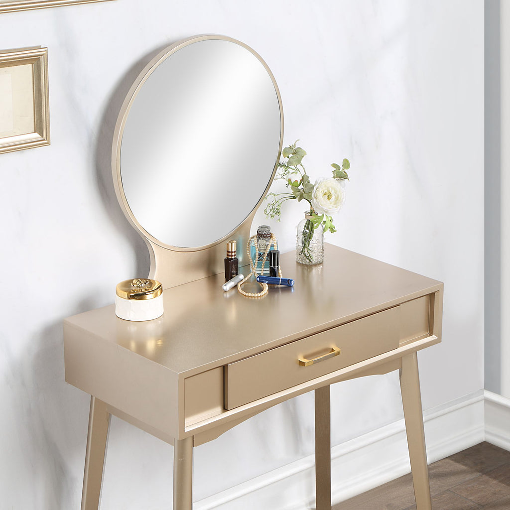Maly Contemporary Vanity Set with Stool and Mirror