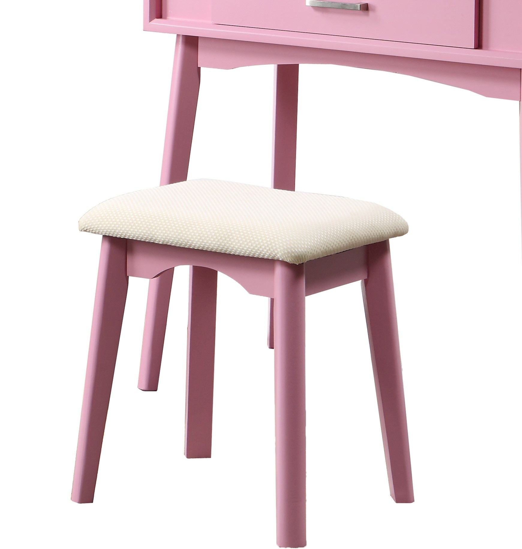 Maly Contemporary Vanity and Stool Set in Pink